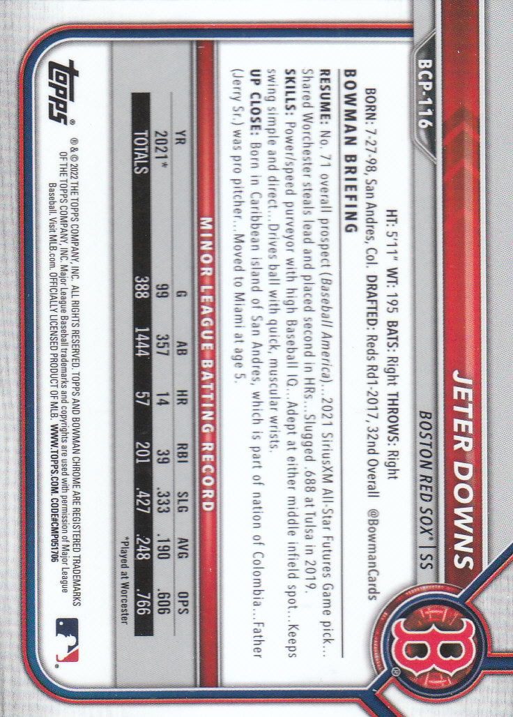 2022 Bowman Chrome Baseball "Prospects" Insert Cards #BCP1 to #BCP150 - Picture 215 of 277