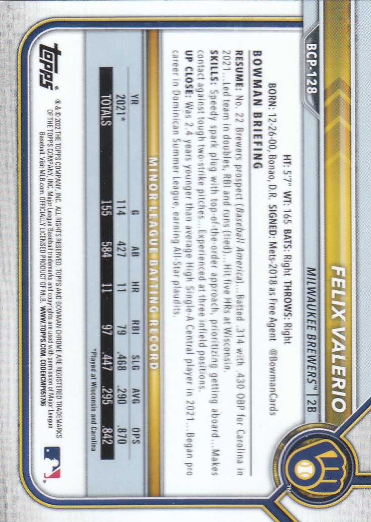 2022 Bowman Chrome Baseball "Prospects" Insert Cards #BCP1 to #BCP150 - Picture 237 of 277
