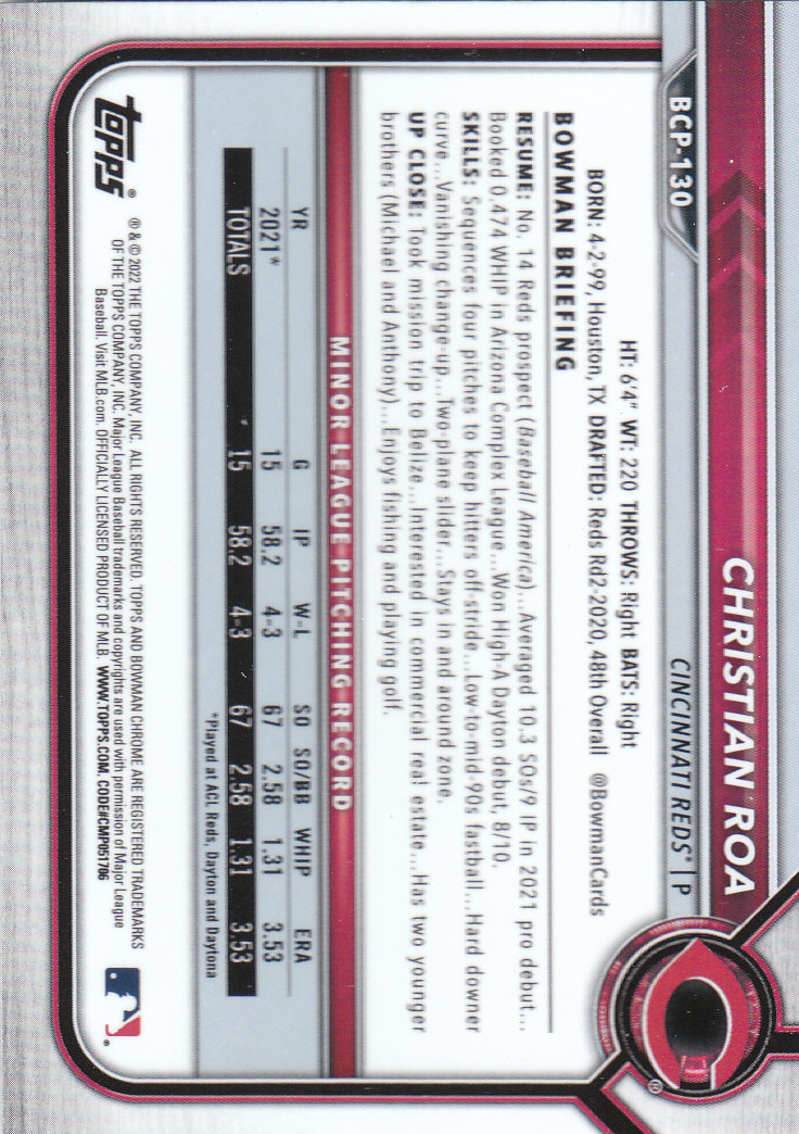 2022 Bowman Chrome Baseball "Prospects" Insert Cards #BCP1 to #BCP150 - Picture 239 of 277