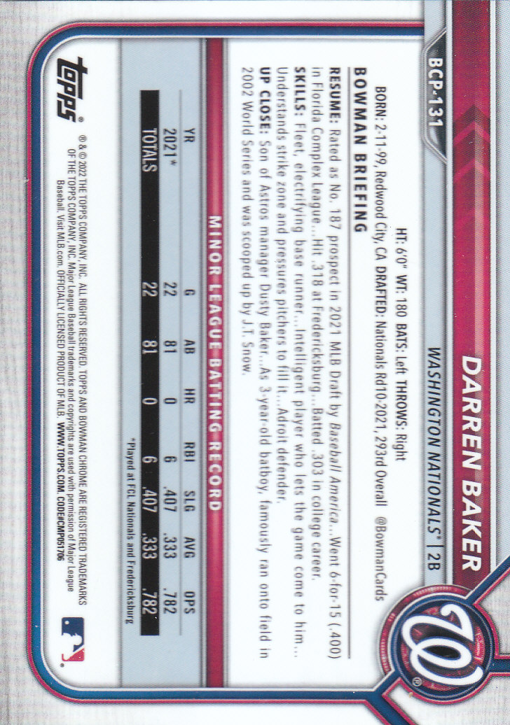 2022 Bowman Chrome Baseball "Prospects" Insert Cards #BCP1 to #BCP150 - Picture 241 of 277