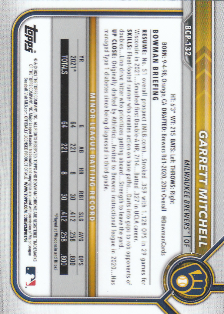 2022 Bowman Chrome Baseball "Prospects" Insert Cards #BCP1 to #BCP150 - Picture 243 of 277