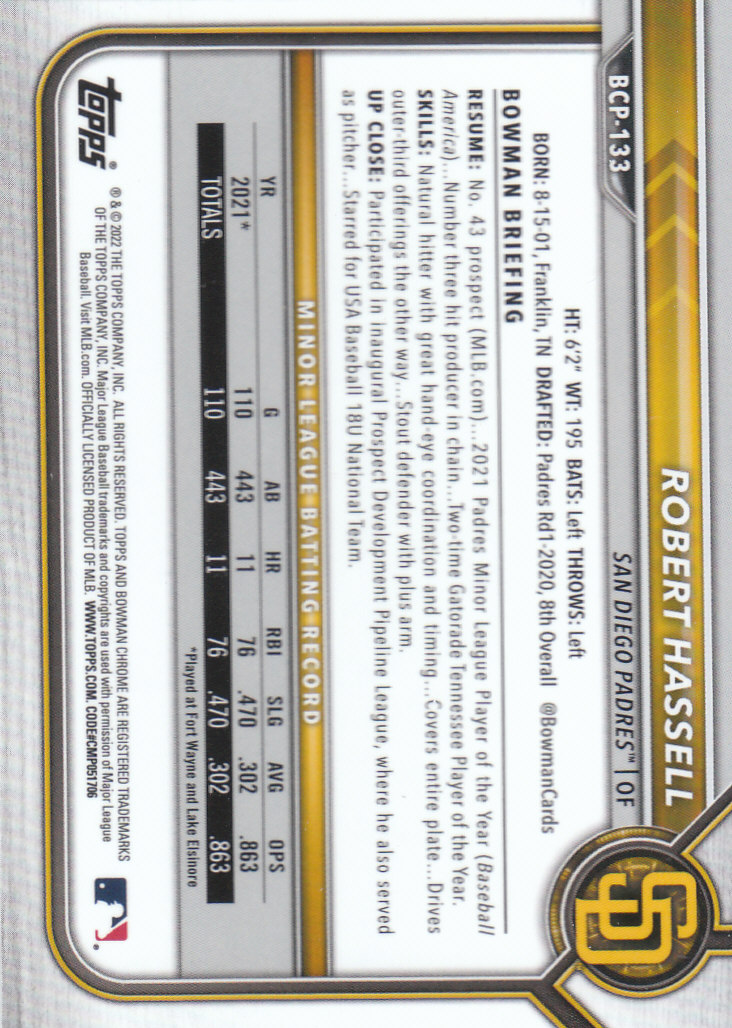2022 Bowman Chrome Baseball "Prospects" Insert Cards #BCP1 to #BCP150 - Picture 245 of 277