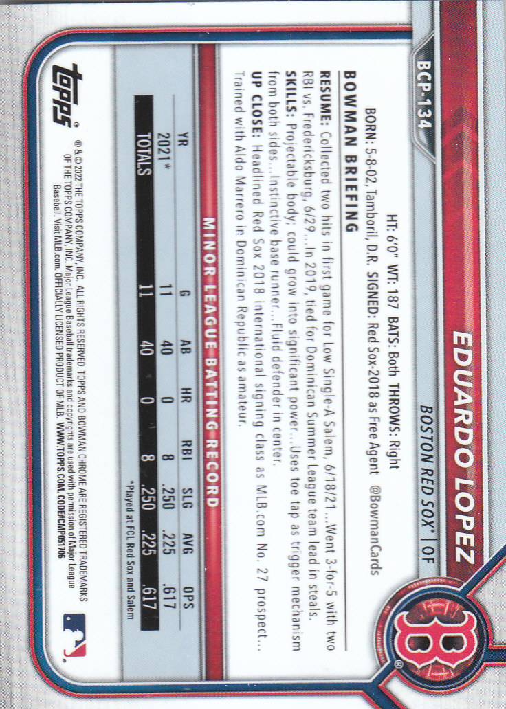 2022 Bowman Chrome Baseball "Prospects" Insert Cards #BCP1 to #BCP150 - Picture 247 of 277