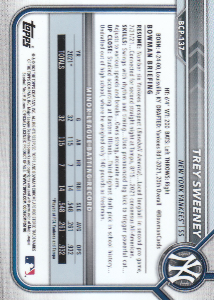 2022 Bowman Chrome Baseball "Prospects" Insert Cards #BCP1 to #BCP150 - Picture 253 of 277