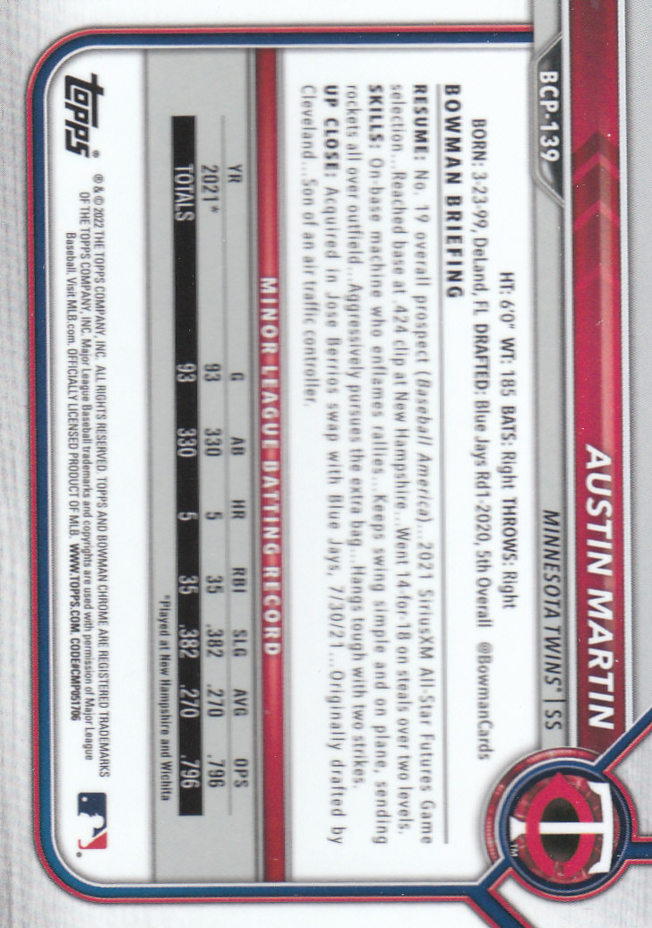 2022 Bowman Chrome Baseball "Prospects" Insert Cards #BCP1 to #BCP150 - Picture 257 of 277