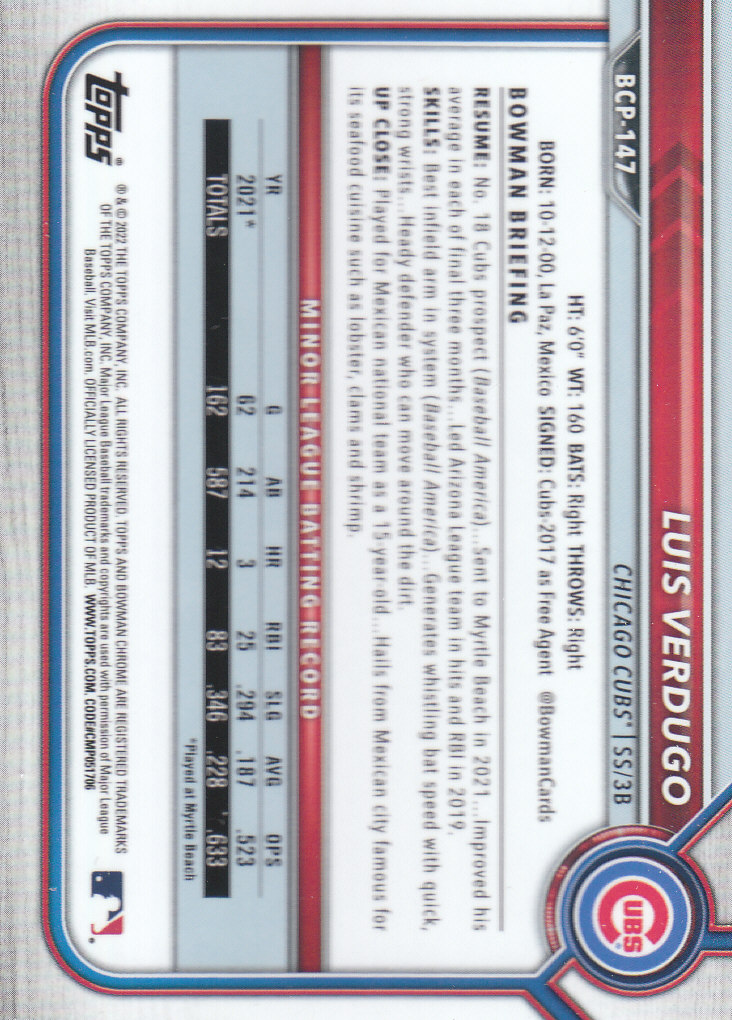 2022 Bowman Chrome Baseball "Prospects" Insert Cards #BCP1 to #BCP150 - Picture 271 of 277