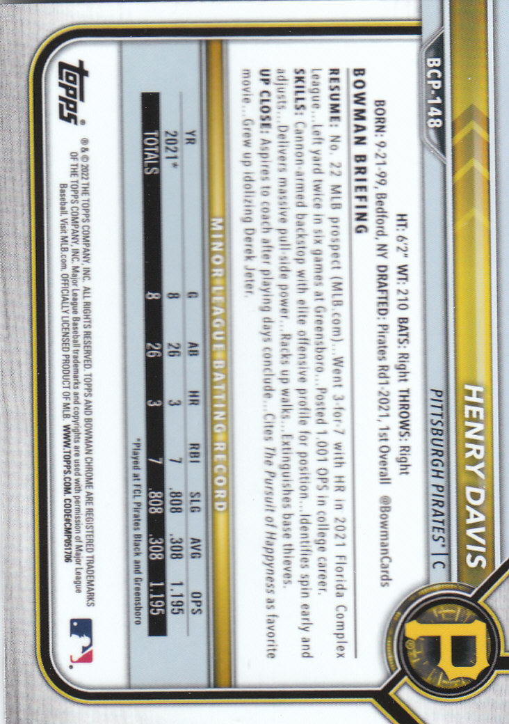 2022 Bowman Chrome Baseball "Prospects" Insert Cards #BCP1 to #BCP150 - Picture 273 of 277