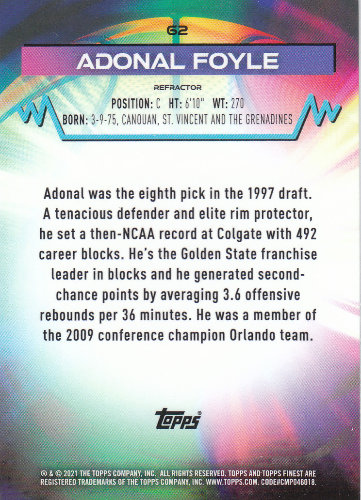 2021 Finest (Topps) Basketball "Refractors" Parallel Cards - Bild 49 von 57