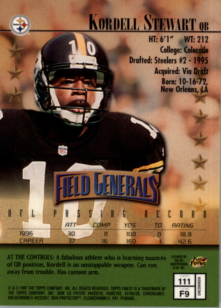 1997 Finest Football "Main Set" Cards #1 to #294 Promo Rookies and Veterans - Picture 190 of 350