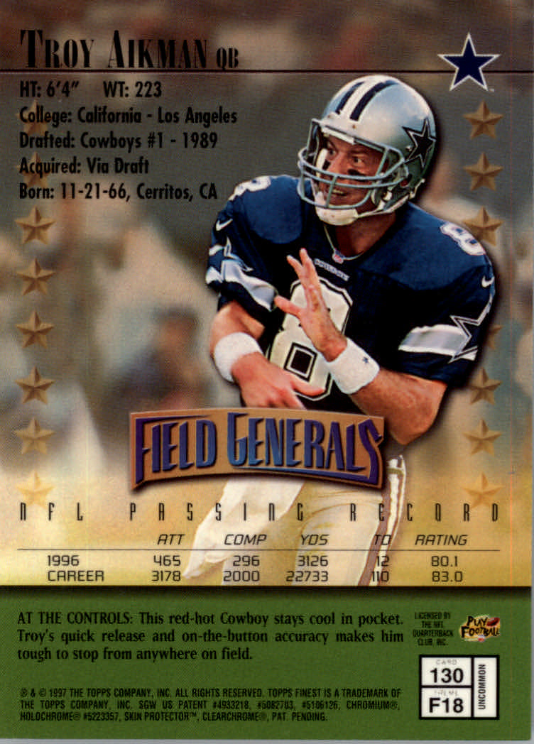 1997 Finest Football "Main Set" Cards #1 to #294 Promo Rookies and Veterans - Picture 192 of 350