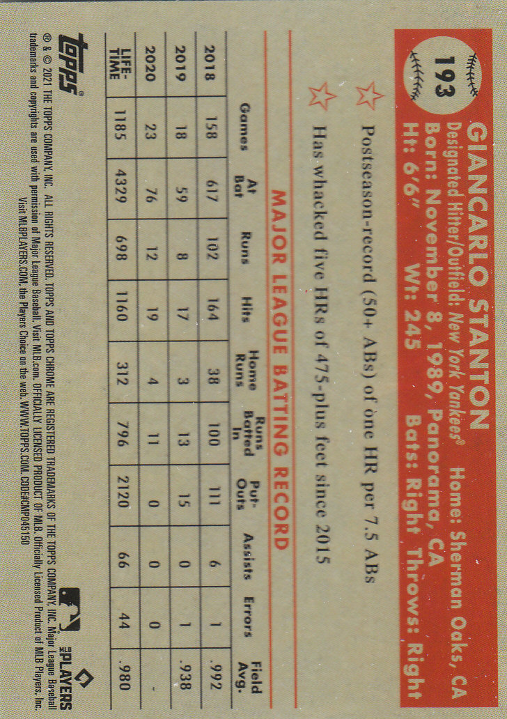 2021 Topps Chrome Platinum Anniversary Baseball "Main Set" Cards #1 to #250 - Picture 307 of 401