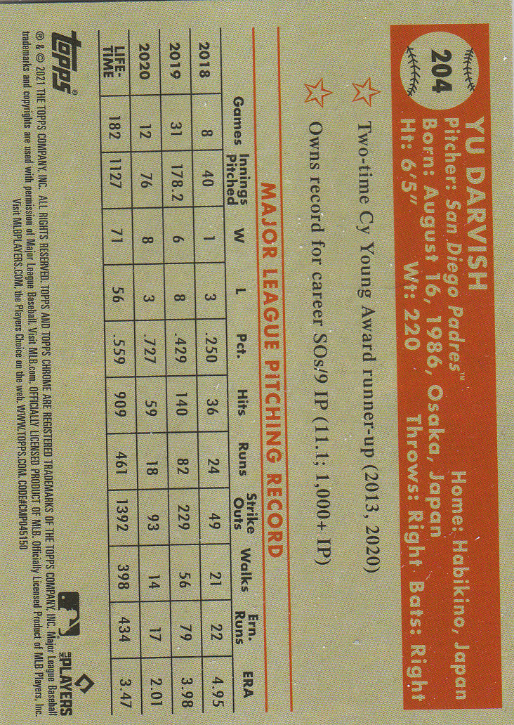 2021 Topps Chrome Platinum Anniversary Baseball "Main Set" Cards #1 to #250 - Picture 327 of 401