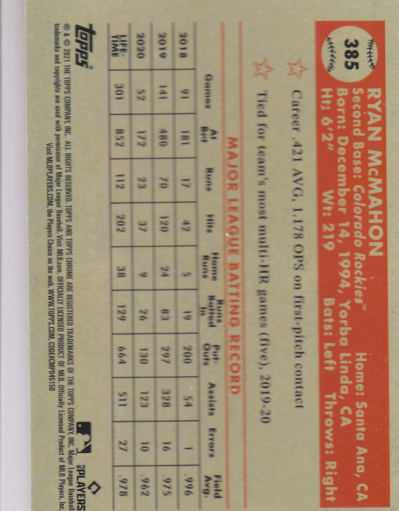 2021 Topps Chrome Platinum Anniversary Baseball "Main Set" Cards #251 to #500 - Picture 221 of 391