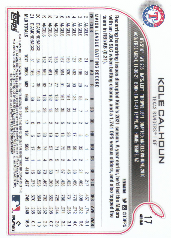 2022 Topps Chrome Baseball "Refractors" Parallel Cards - Picture 5 of 159