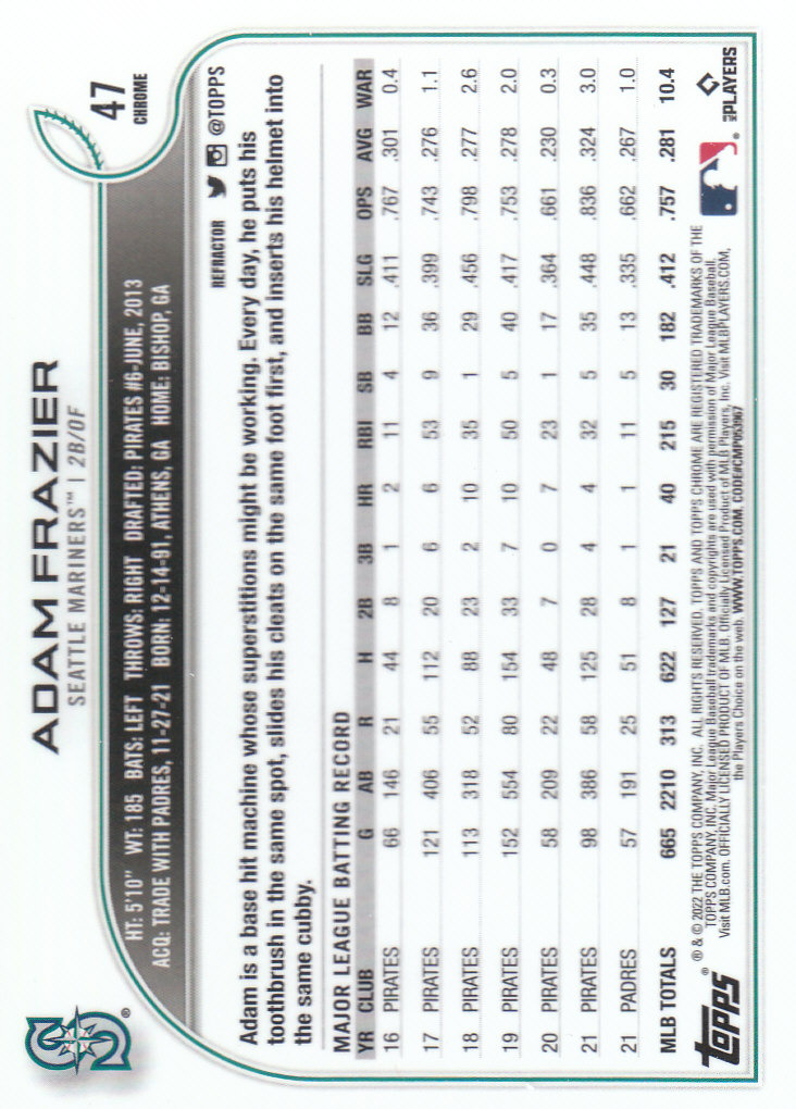 2022 Topps Chrome Baseball "Refractors" Parallel Cards - Picture 31 of 159