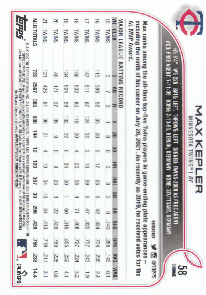 2022 Topps Chrome Baseball "Refractors" Parallel Cards - Picture 39 of 159