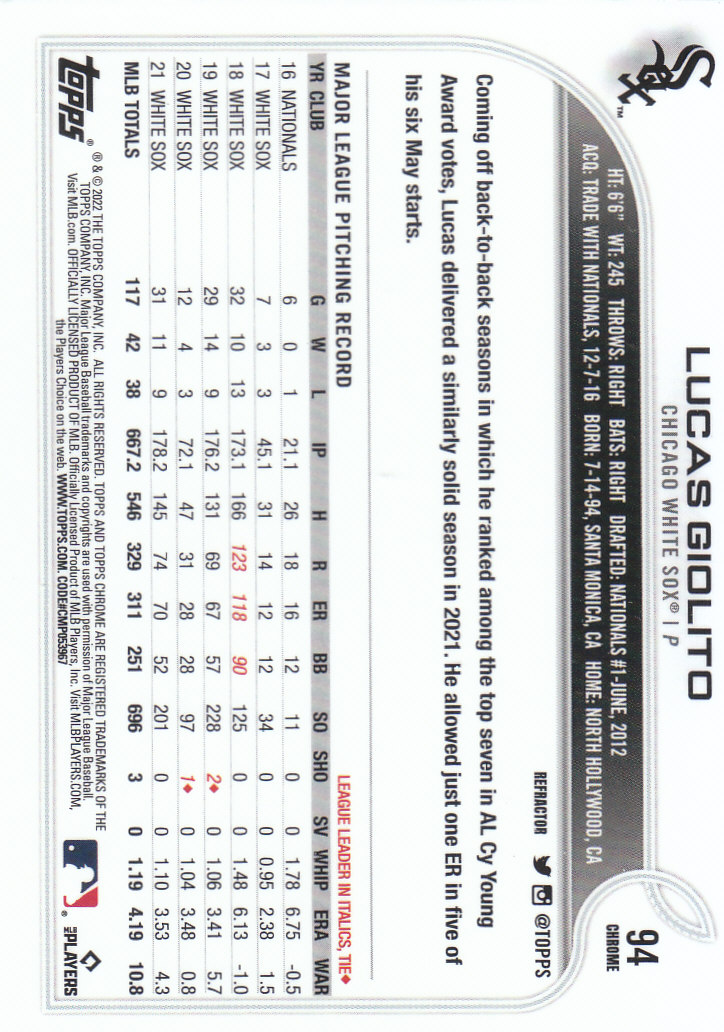 2022 Topps Chrome Baseball "Refractors" Parallel Cards - Picture 69 of 159