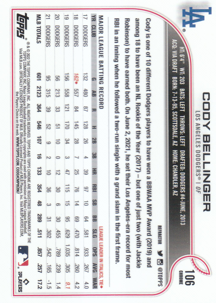 2022 Topps Chrome Baseball "Refractors" Parallel Cards - Picture 77 of 159