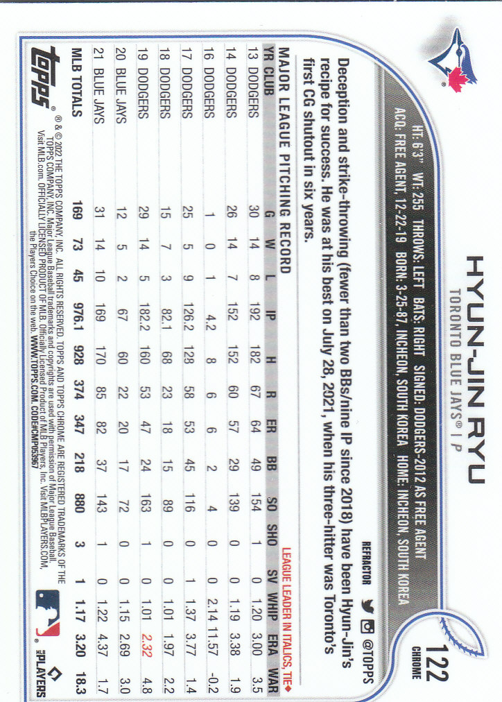 2022 Topps Chrome Baseball "Refractors" Parallel Cards - Picture 91 of 159