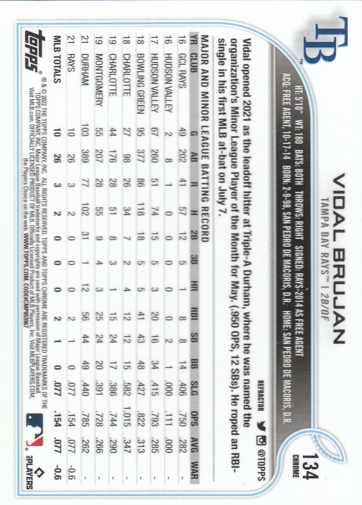 2022 Topps Chrome Baseball "Refractors" Parallel Cards - Picture 103 of 159