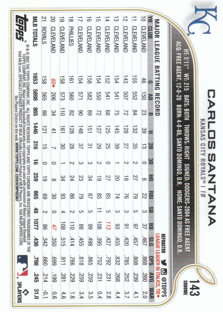 2022 Topps Chrome Baseball "Refractors" Parallel Cards - Picture 107 of 159