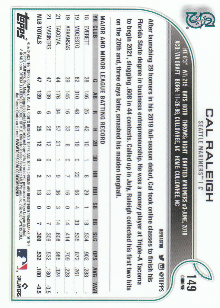2022 Topps Chrome Baseball "Refractors" Parallel Cards - Picture 115 of 159