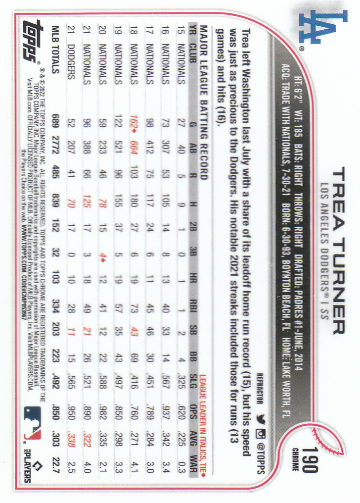 2022 Topps Chrome Baseball "Refractors" Parallel Cards - Picture 139 of 159