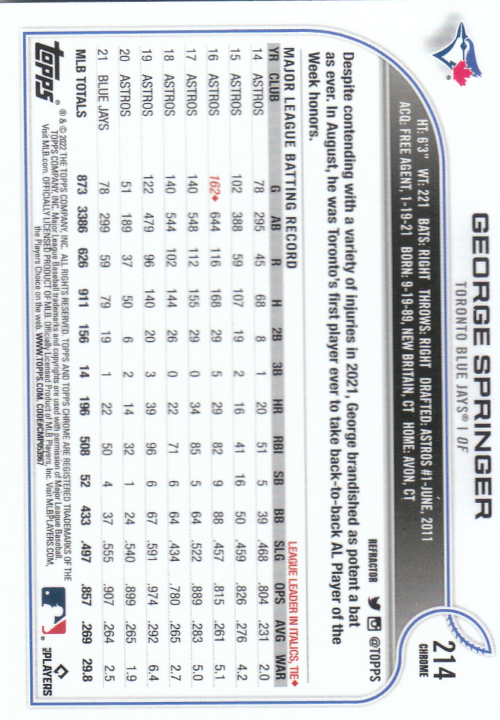 2022 Topps Chrome Baseball "Refractors" Parallel Cards - Picture 153 of 159