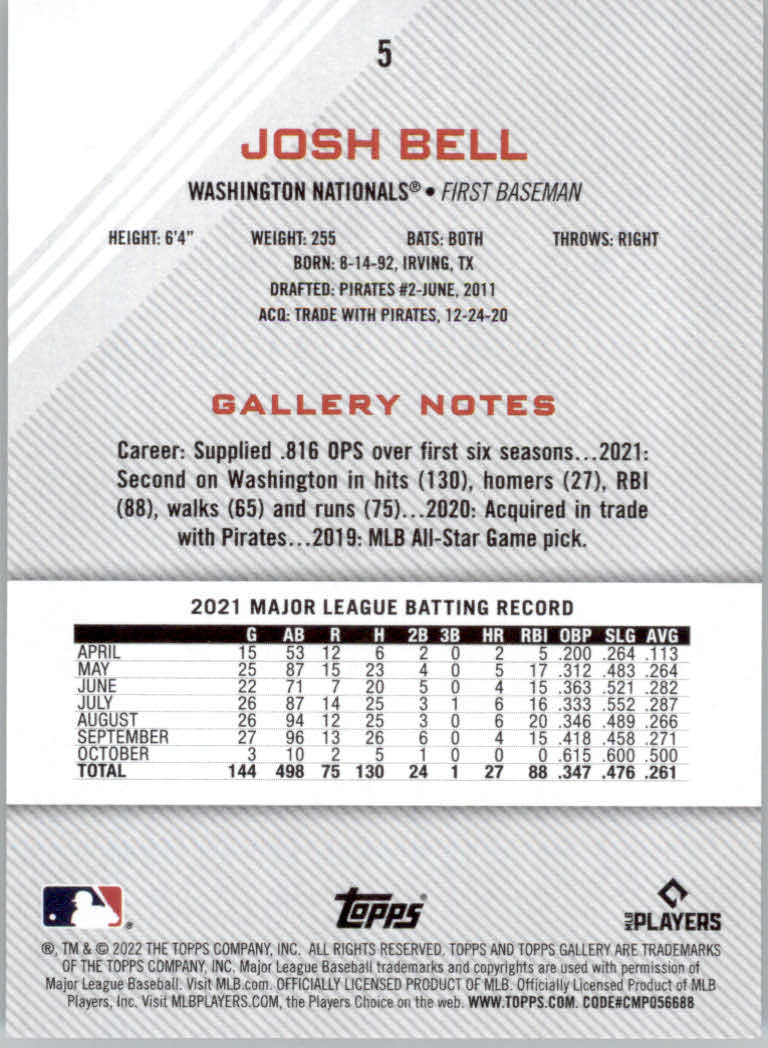 2022 Topps Gallery Baseball "Main Set" Base Cards #1 to #200 - Picture 9 of 359