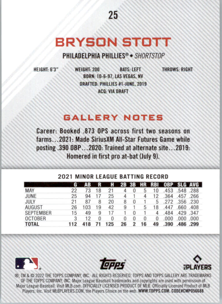 2022 Topps Gallery Baseball "Main Set" Base Cards #1 to #200 - Picture 45 of 359