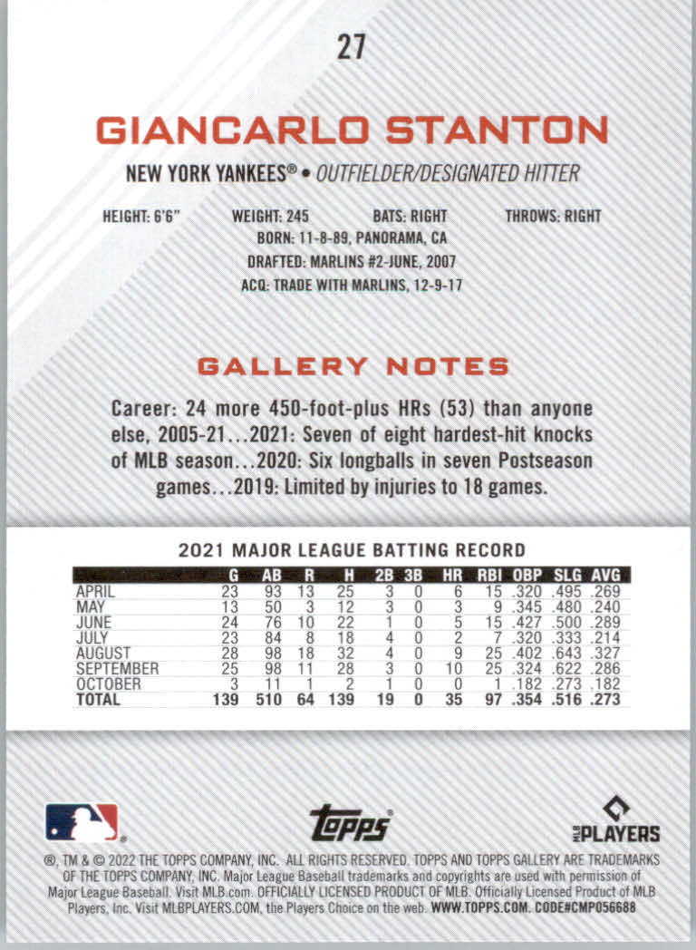 2022 Topps Gallery Baseball "Main Set" Base Cards #1 to #200 - Picture 47 of 359