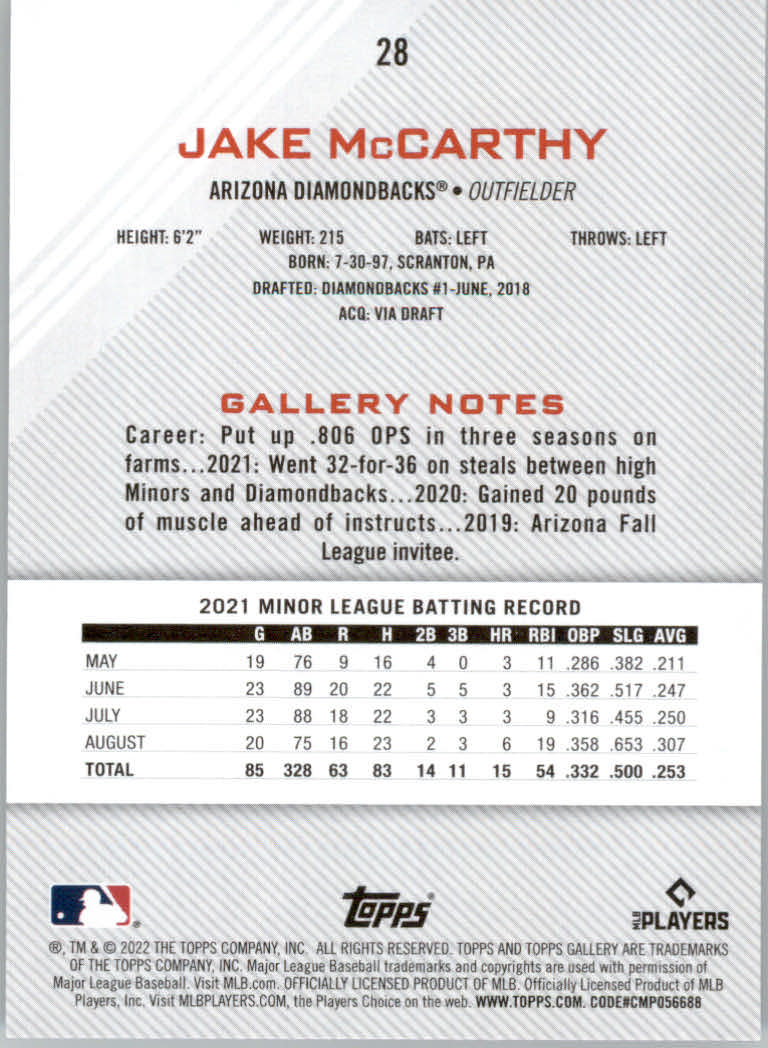 2022 Topps Gallery Baseball "Main Set" Base Cards #1 to #200 - Picture 49 of 359