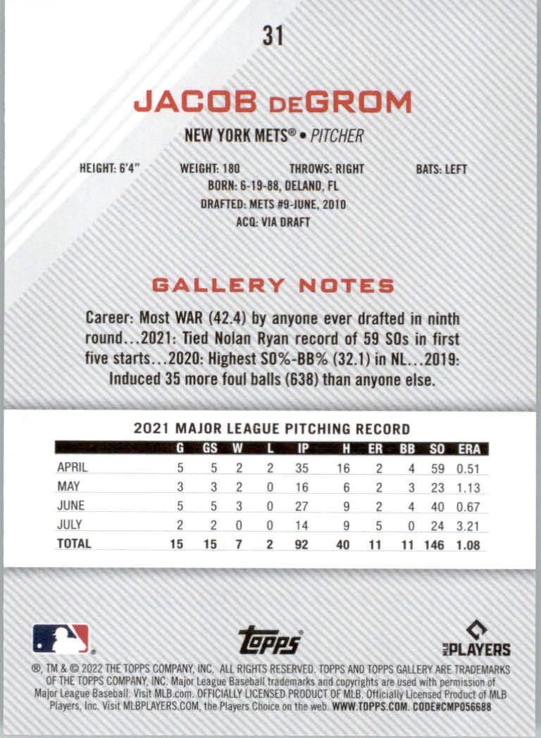2022 Topps Gallery Baseball "Main Set" Base Cards #1 to #200 - Picture 55 of 359