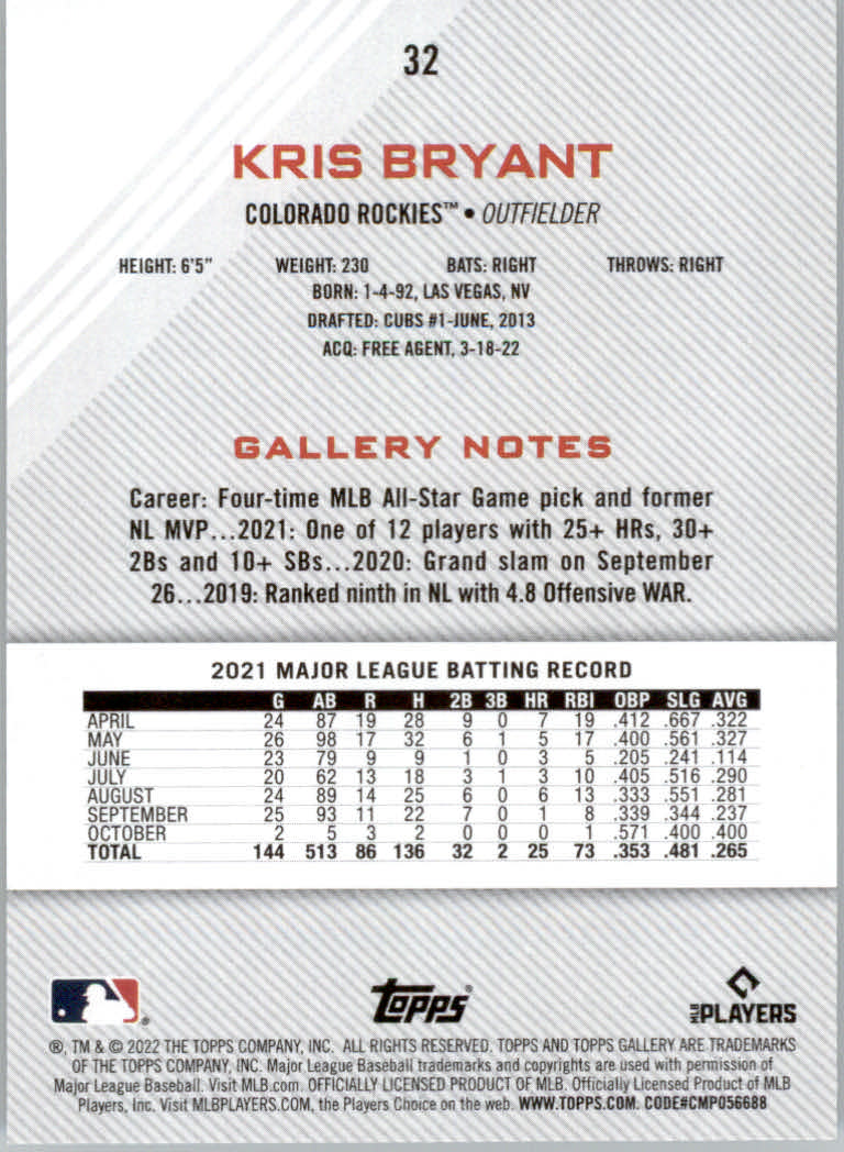 2022 Topps Gallery Baseball "Main Set" Base Cards #1 to #200 - Picture 57 of 359
