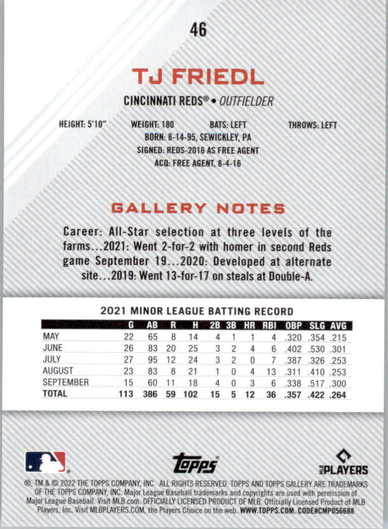 2022 Topps Gallery Baseball "Main Set" Base Cards #1 to #200 - Picture 77 of 359