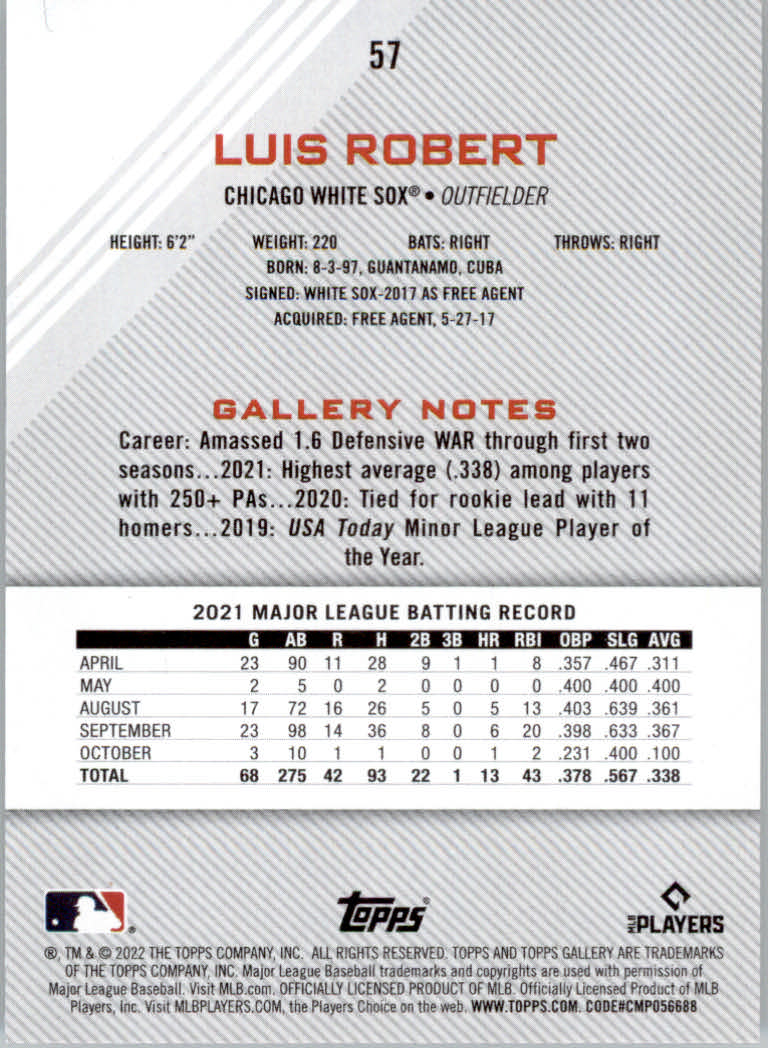 2022 Topps Gallery Baseball "Main Set" Base Cards #1 to #200 - Picture 97 of 359