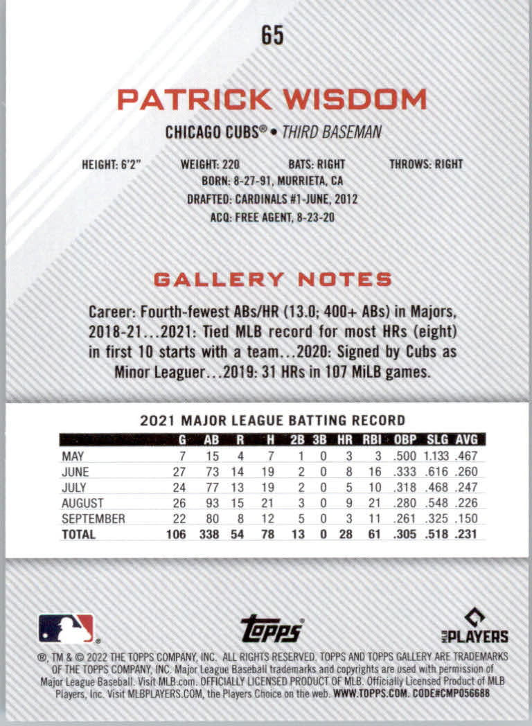 2022 Topps Gallery Baseball "Main Set" Base Cards #1 to #200 - Picture 109 of 359