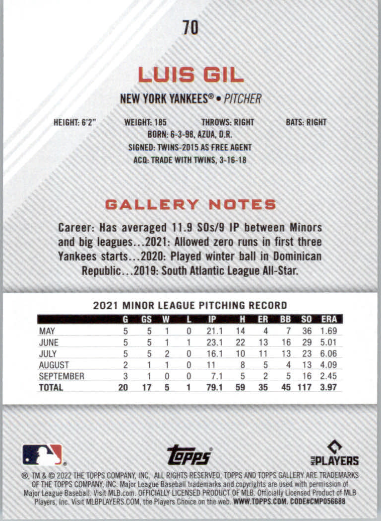 2022 Topps Gallery Baseball "Main Set" Base Cards #1 to #200 - Picture 117 of 359