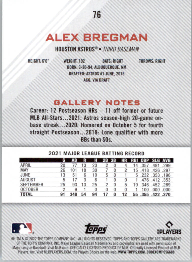 2022 Topps Gallery Baseball "Main Set" Base Cards #1 to #200 - Picture 129 of 359
