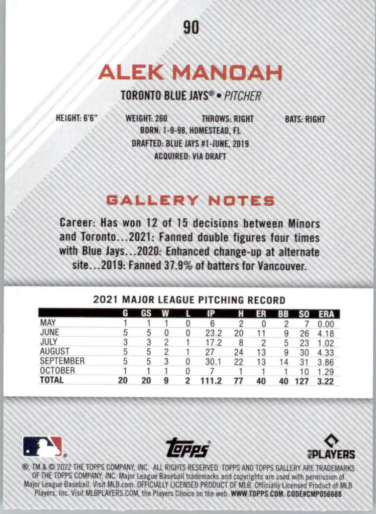 2022 Topps Gallery Baseball "Main Set" Base Cards #1 to #200 - Picture 155 of 359