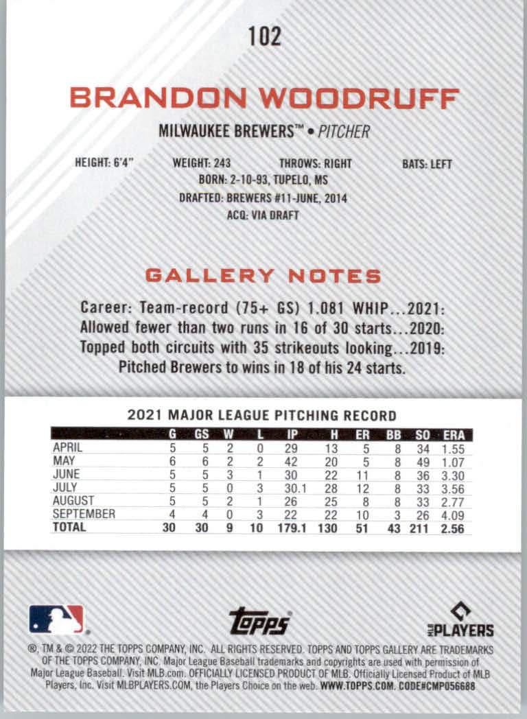 2022 Topps Gallery Baseball "Main Set" Base Cards #1 to #200 - Picture 179 of 359