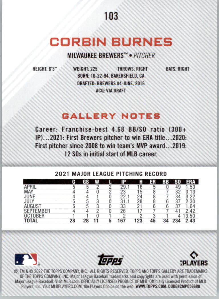 2022 Topps Gallery Baseball "Main Set" Base Cards #1 to #200 - Picture 181 of 359
