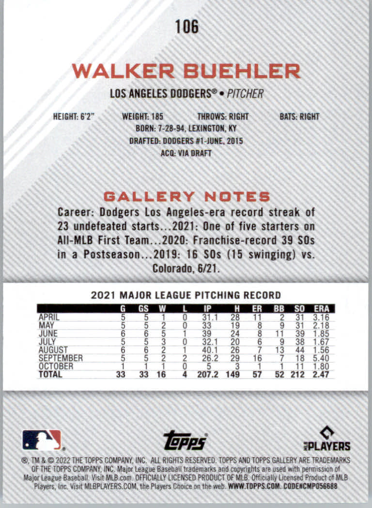 2022 Topps Gallery Baseball "Main Set" Base Cards #1 to #200 - Picture 187 of 359