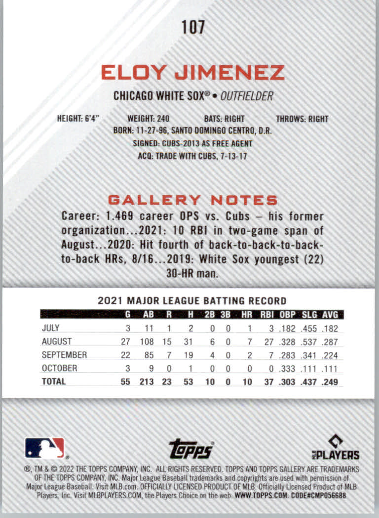2022 Topps Gallery Baseball "Main Set" Base Cards #1 to #200 - Picture 189 of 359