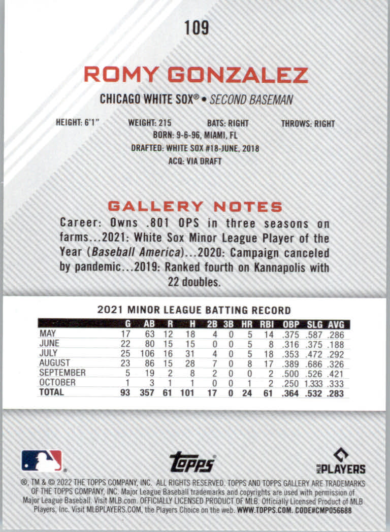 2022 Topps Gallery Baseball "Main Set" Base Cards #1 to #200 - Picture 191 of 359