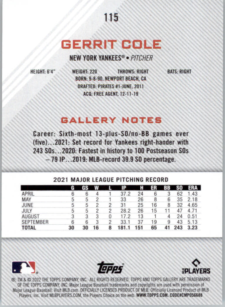 2022 Topps Gallery Baseball "Main Set" Base Cards #1 to #200 - Picture 201 of 359