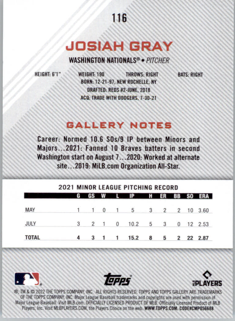 2022 Topps Gallery Baseball "Main Set" Base Cards #1 to #200 - Picture 203 of 359