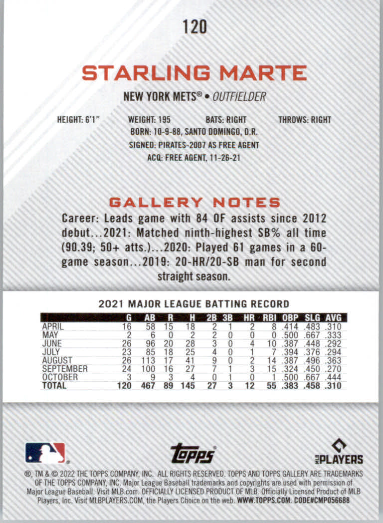 2022 Topps Gallery Baseball "Main Set" Base Cards #1 to #200 - Picture 211 of 359