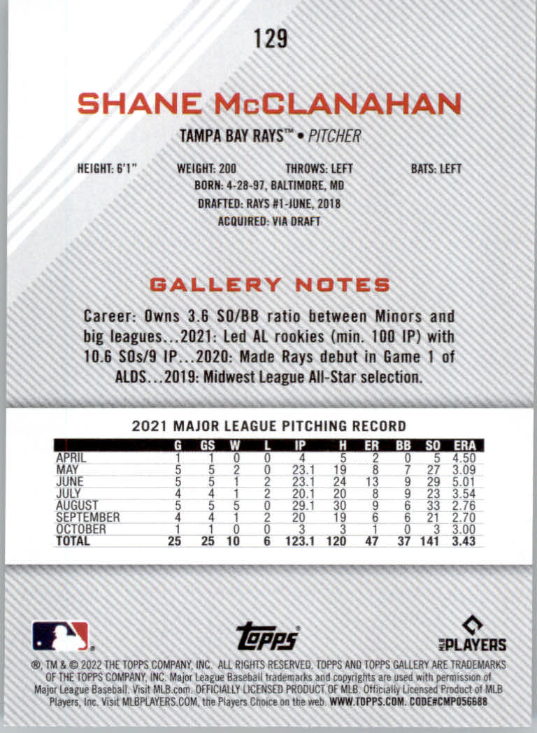2022 Topps Gallery Baseball "Main Set" Base Cards #1 to #200 - Picture 227 of 359