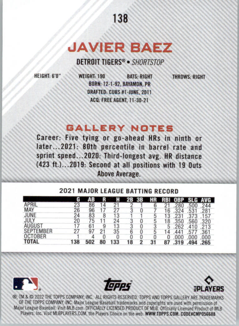 2022 Topps Gallery Baseball "Main Set" Base Cards #1 to #200 - Picture 245 of 359